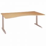 BUREAU DIRECTION ACTUAL - L. 180 X P. 90 CM - PLATEAU CHÊNE  - PIEDS L ALUMINIUM