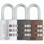 CADENAS À CODE - EN ALUMINIUM - 3 MOLETTES - 30 MM - METAL - 145 ABUS