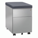 CAISSON MOBILE MÉTAL 2 TIROIRS ALUMINIUM AVEC COUSSIN GRIS