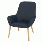 FAUTEUIL CITY DOSSIER MOYEN PIED BOIS ENDUIT PVC GRIS BLEU - QUADRIFOGLIO