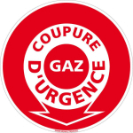 SIGNALETIQUE.BIZ FRANCE - PANNEAU COUPURE D'URGENCE GAZ. SIGNALISATION SÉCURITÉ INCENDIE. AUTOCOLLANT COUPURE D'URGENCE GAZ, PANNEAU PVC, ALU