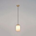 SUSPENSION EN VERRE PLISSÉ PLISSÉ OPALE ET MÉTAL LAITON - MANUTAN COLLECTIVITÉS