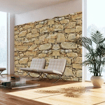 ARTGEIST - PAPIER PEINT MUR DE PIERRE - 100 X 70 CM - BEIGE