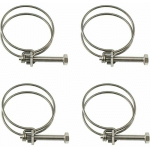 LOT DE 4 COLLIERS DE SERRAGE À DOUBLE FIL EN ACIER INOXYDABLE DE 65 À 70 MM