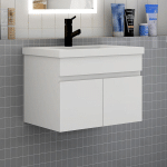 MEUBLE DE SALLE DE BAIN SUSPENDU AVEC VASQUE À POSER, MEUBLE BLANC 60 CM 2 PORTES