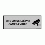 PANNEAU D'INFORMATION - SITE SURVEILLÉ PAR CAMÉRA VIDÉO  - 210 X 75 MM - VINYLE SOUPLE AUTOCOLLANT - GRIS - LOT DE 3