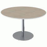 TABLE MENORCA Ø120 T6 STRAT ALAISÉ ÉRABLE G. BLC PAST/CHROMÉ - MOBIDECOR