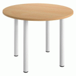 TABLE RONDE L 100 CM EXCELLENS PLATEAU HÊTRE 4 PIEDS MÉTAL BLANC