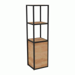 BIBLIOTHÈQUE LUMYA L 40 X P 41,5 X H 162 CM MODULE DÉPART STRUCTURE MÉTAL NOIR 1 PORTE CHÊNE NATUREL