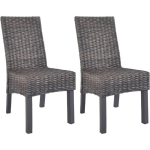 LES TENDANCES - CHAISE ROTIN MARRON ET PIEDS MANGUIER MASSIF KALEB - LOT DE 2