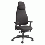 FAUTEUIL DE BUREAU ERGONOMIQUE ORION TISSU NOIR - AVEC ACCOUDOIRS - MÉCANISME SYNCHRONE - PIED NOIR