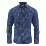 J.HARVEST & FROST IB131 PIQUE KNIT CHEMISE SLIM FIT HOMMES IMPRIMÉ BLEU - TAILLE S