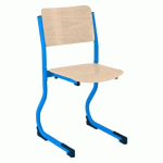 LOT DE 2 - CHAISE SCOLAIRE APPUI SUR TABLE PIÈTEMENT BLEU RÉGLABLE EN HAUTEUR T4 À T6