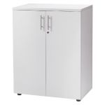 MEUBLE MI-HAUTEUR ACTUAL AVEC PORTES - H.102 X L. 80 X P. 47 CM - CORPS BLANC - PORTES BLANC