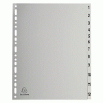 SET 12 INTERCALAIRES NUMÉRIQUES PP GRIS A4 MAXI - EXACOMPTA