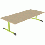 TABLE BANDANA 180X80 T1 DL STR POLY. HÊTRE MIEL BEIG/VERT AC - MOBIDECOR