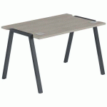 BUREAU GARY 120 X 70 CM PIED ANTHRACITE PLATEAU CHÊNE GRIS - MBA