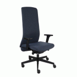 CHAISE DE BUREAU ERGONOMIQUE SMART NOIR, TISSU, AVEC ACCOUDOIRS 3D, MÉCANISME SYNCHRONE, PIEDS NOIRS - BLEU MARINE
