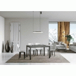 TABLE EXTENSIBLE 90X120/380 CM EVERYDAY EVOLUTION CIMENT STRUCTURE ANTHRACITE