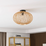 LINDBY SOLVIRA PLAFONNIER, TRESSAGE BAMBOU, ROND