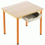 LOT DE 2 TABLES 60 X 50 CM CHLOÉ PLATEAU BEIGE AVEC TIROIR PIÉTEMENT BLEU T2 - MANUTAN COLLECTIVITÉS