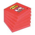 POST-IT® NOTES COULEUR SUPER STICKY POPPY - 76 X 76 MM - COQUELICOT