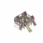 STRUCTURE CITADELLE 4 TOURS COMPLÈTE- ACIER- PLATINES- INOX-GRIS/PRUNE-WIKI CAT - MANUTAN COLLECTIVITÉS