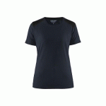 T-SHIRT DE TRAVAIL BICOLORE 100% COTON FEMME 3479 -BLEU MARINE ET NOIR - XXXL BLAKLADER