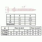 VIS DE CHARPENTE À TÊTE DISQUE TORX ZINGUÉ 40 8X100 MM BOÎTE DE 50 - ULTIMA - VBETX8X100SR