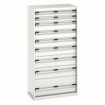 ARMOIRE D\'ATELIER À TIROIRS CUBIO SL-8516-9.1 GRIS CLAIR - MANUTAN COLLECTIVITÉS