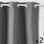 LOT DE 2 RIDEAUX À ŒILLETS ISOLANT GRIS 140 X 260 CM ATMOSPHERA GRIS