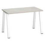 BUREAU DROIT INDIVIDUEL CHÊNE GRIS 120 X 60 CM, PIÉTEMENT MÉTAL BLANC - ARCH