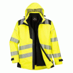 PORTWEST PW365 PARKA PW3 3-EN-1 HAUTE VISIBILITÉ JAUNE/NOIR - TAILLE XXL