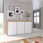 SKRAUT HOME - BUFFET EFFET BOIS BLANC ET CHÊNE 156X35X80CM