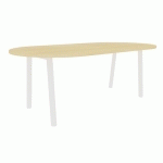 TABLE CONGRES 210X102 OBLONG CHENE 25MM PIEDS BLANC