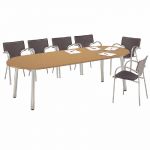 TABLE DIRECTION - CONGRES - OVALE -  MERISIER - PIEDS GRIS ALUMINIUM
