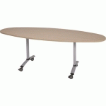 TABLE PLIANTE AXE OVALE 200X90 CM ERABLE/ALU - MANUTAN EXPERT