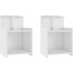 TABLES DE CHEVET 2 PCS BLANC BRILLANT 40X35X60 CM AGGLOMÉRÉ