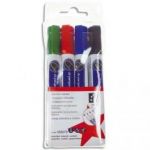 5 ETOILES POCHETTE DE MARQUEURS EFFAÇABLES À SEC POUR TABLEAUX BLANCS POINTE OGIVE 4 COULEURS ASSORTIES