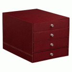 RHODIARAMA TRIEUR 4 TIROIRS SIMILI CUIR ITALIEN 24,8X32,7X22,8 CM - LIE DE VIN