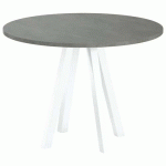TABLE RÉUNION EVAN Ø 100 CM PIED BLANC PLATEAU BÉTON - MBA