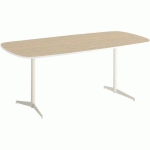 TABLE TAMARIS 190 X 80 PL.CHÊNE NAT./BLANC PIET.BLANC/BLANC - CLEN