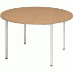 TABLE UNIVERSALIS RONDE Ø100 PLATEAU CHÊNE PIED 9016 BLANC