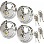 GABRIELLE - LOT DE 4 CADENAS CIRCULAIRES DE SÉCURITÉ, CADENAS RONDS EN ACIER INOXYDABLE DE 70 MM, CADENAS À DISQUE RÉSISTANT À LA ROUILLE POUR ABRIS,