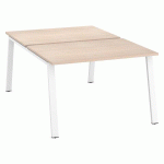 PÔLE DE 2 BUREAUX ECLA CHÊNE CLAIR L 120 X P 80 CM PIÈTEMENT MÉTAL FINITION BLANC