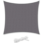 SEKEY - VOILE D'OMBRAGE CARRÉ HDPE AVEC CORDES 4×4M, ANTHRACITE