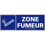 SIGNALETIQUE.BIZ FRANCE - PANNEAU INFORMATION ZONE FUMEUR. SIGNALISATION INFORMATION. PANNEAU HORIZONTAL. AUTOCOLLANT, PVC OU ALU AU CHOIX