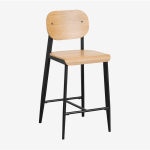 TABOURET HAUT EN PLACAGE CHÊNE (67 CM) ET SKLUM NOIR - NOIR