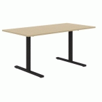 BUREAU DROIT 140 CM PIEDS T CHÊNE/NOIR MANUTAN