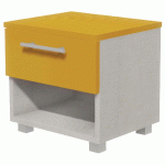 CHEVET IDENTITÉ 1 TIROIR+1 NICHE HAUT.45 CM ARGENT/ORANGE - MANUTAN COLLECTIVITÉS